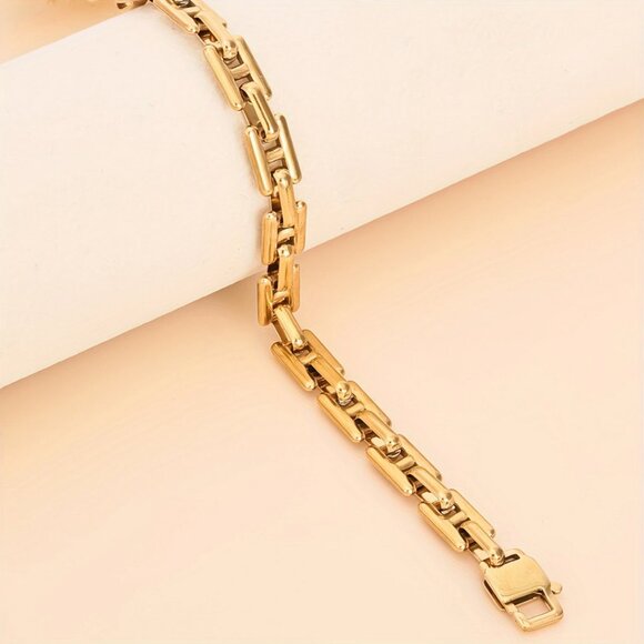 14K Gold Mens 7" Chain Link Style Bracelet Guys NEW 14 Karat Silver Jewelry - Picture 3 of 6